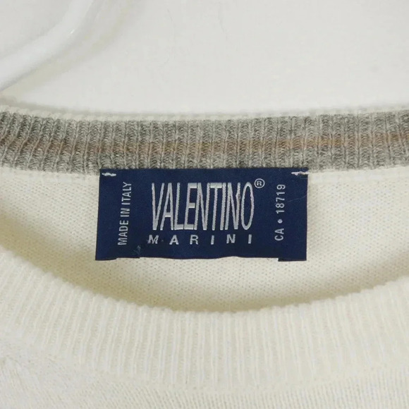 Vintage Valentino Marini Ivory White Cashmere Marino Wool Pullover Sweater - Picture 4 of 4